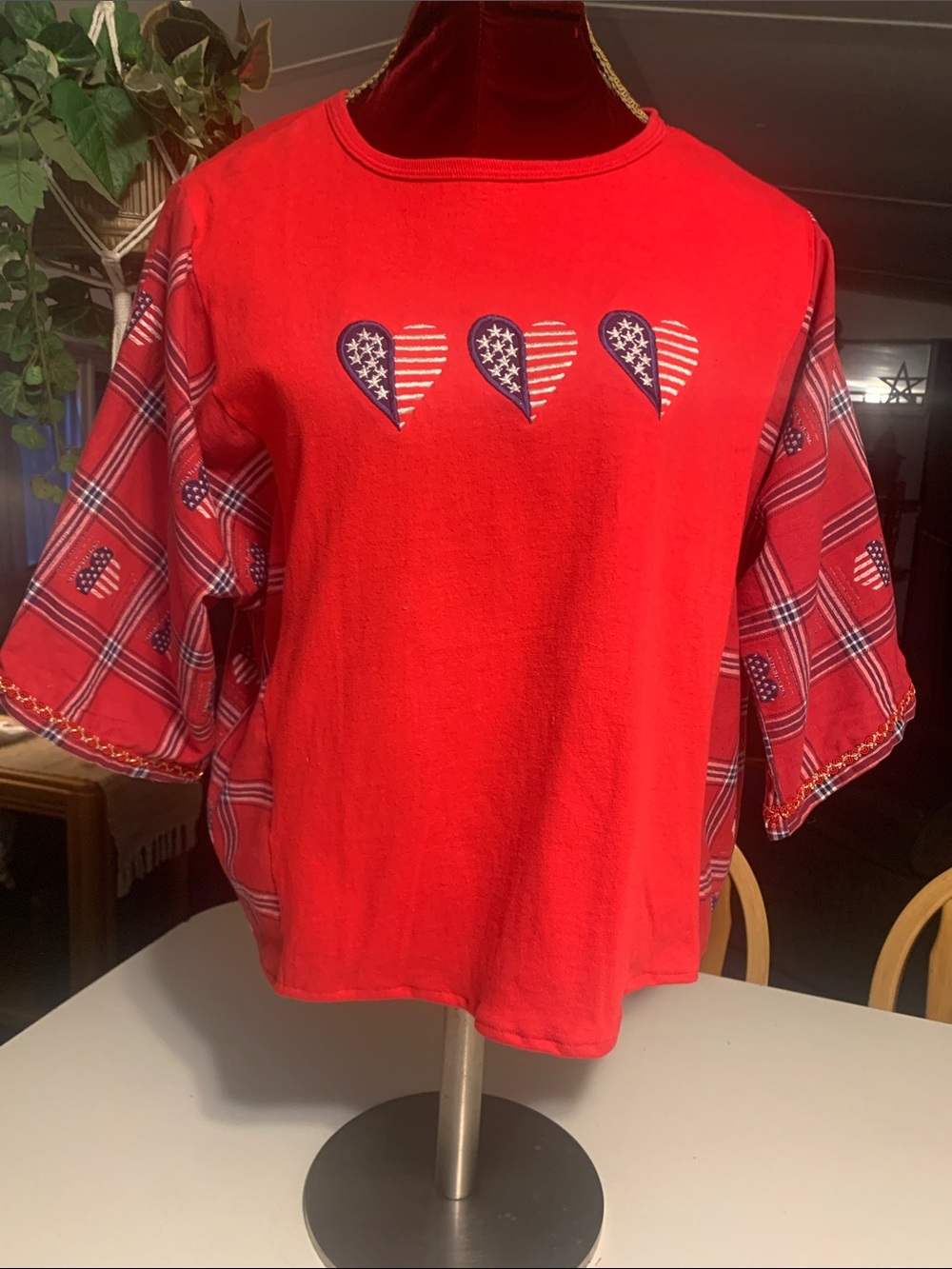Upcycled Patriotic Short Sleeve Shirt